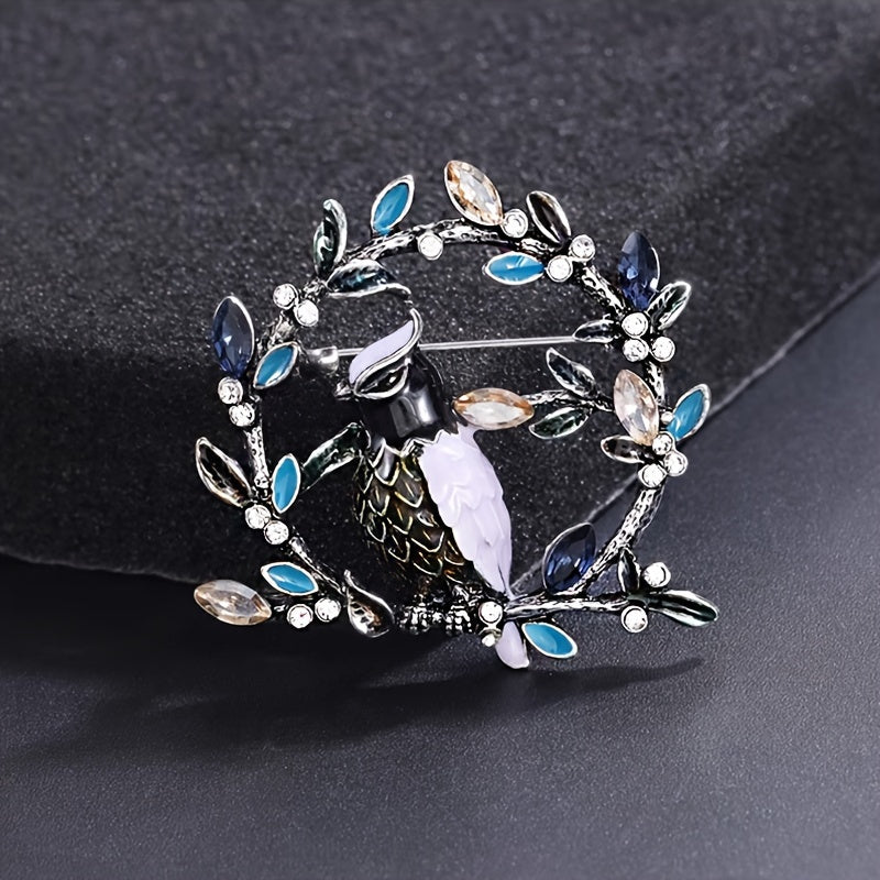 Vintage Style Bird Brooch Rhinestones Alloy Enamel Fashion Accessory for Dresses
