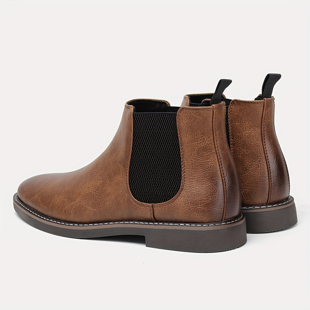 Men's Brown Ankle Boots with Elastic Band Breathable Mesh Lining TPR Sole for Casual Spring Fall