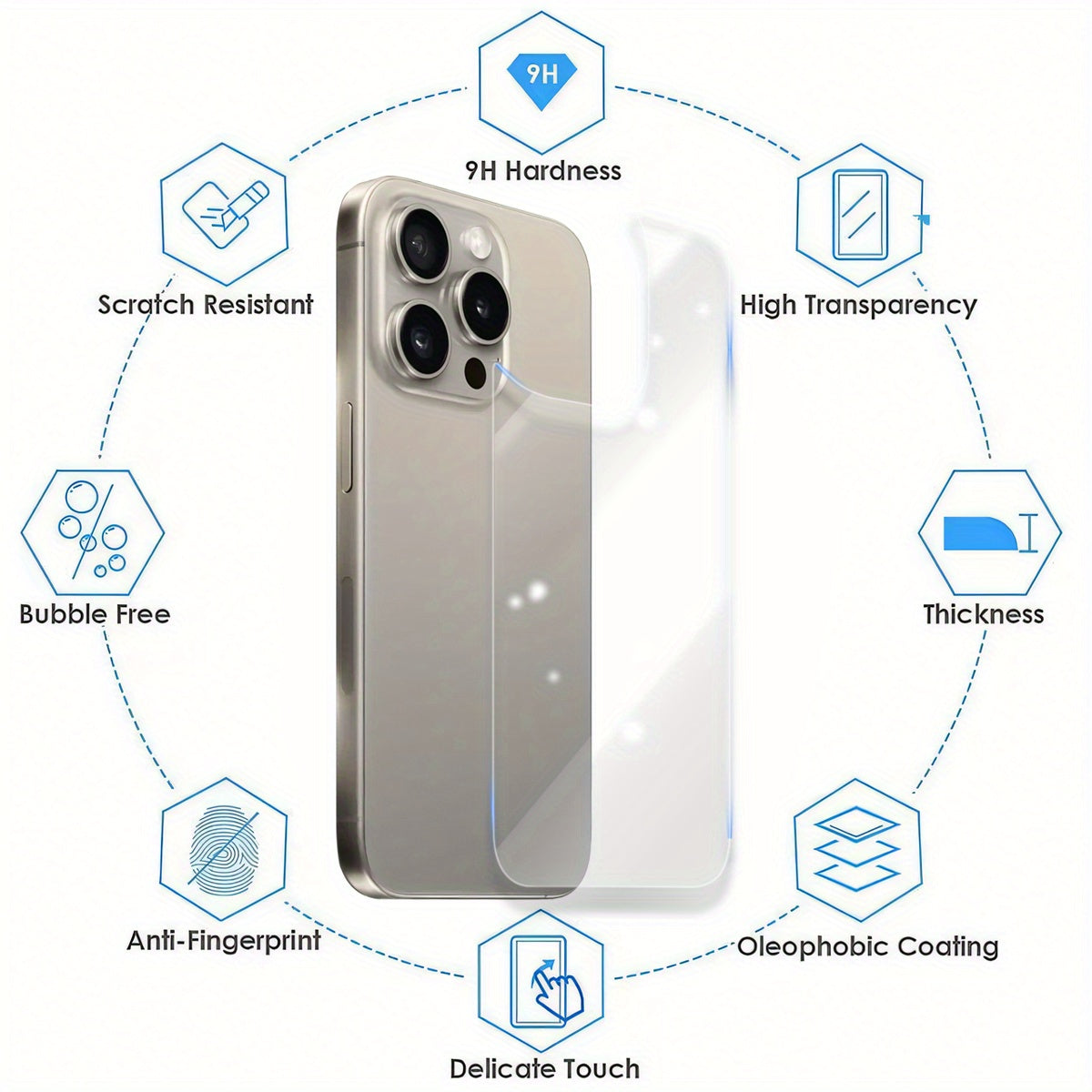2 шт. закаленного стекла для задней пленки для защитного стекла iPhone высокого разрешения, против царапин