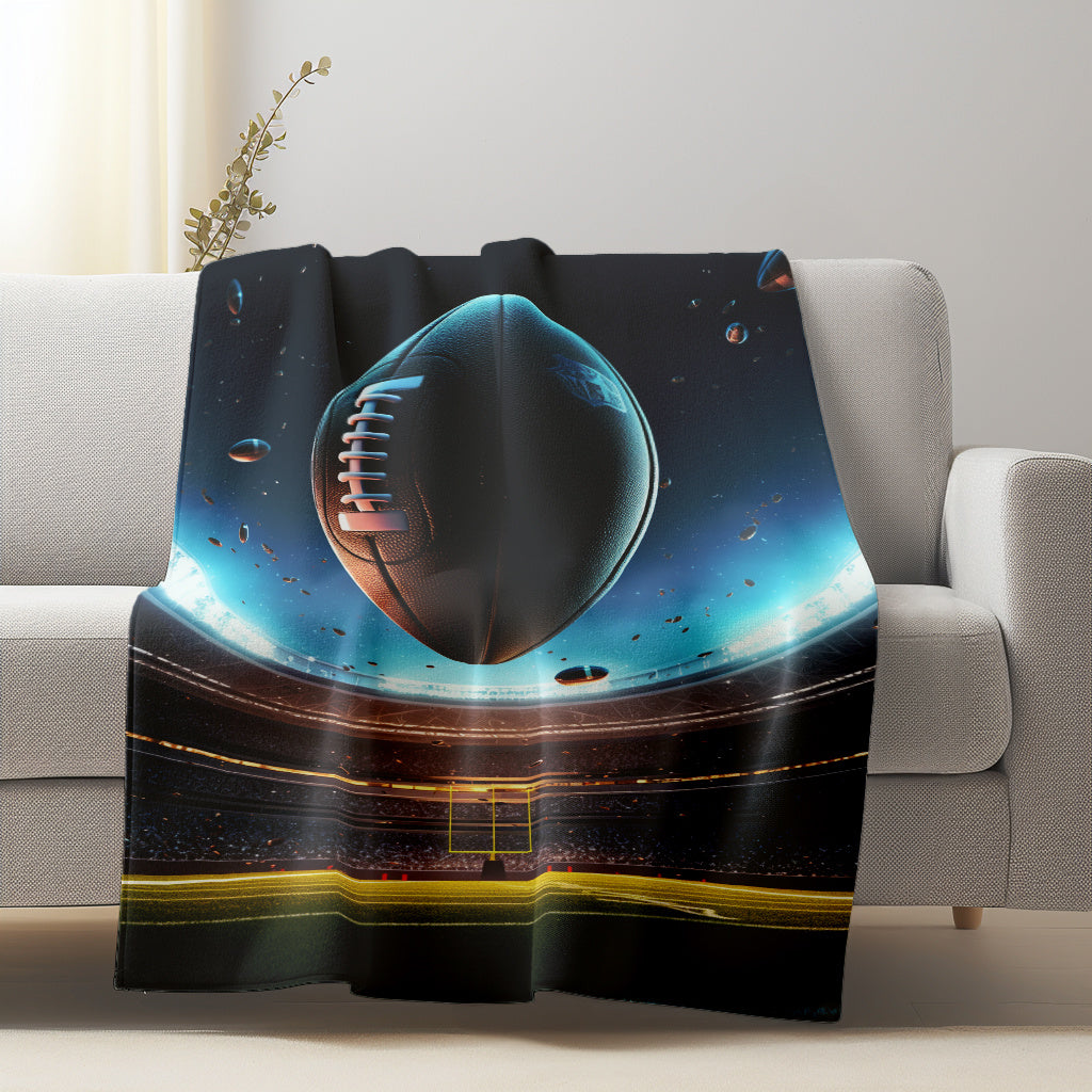 American Football Stadium Print Flannel Throw Blanket Cozy Lightweight Tear-Resistant