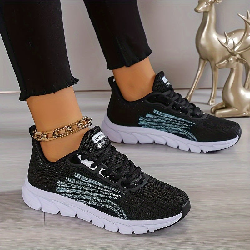 Women Solid Color Casual Sneakers Lace Up Breathable Soft Sole Plus Size