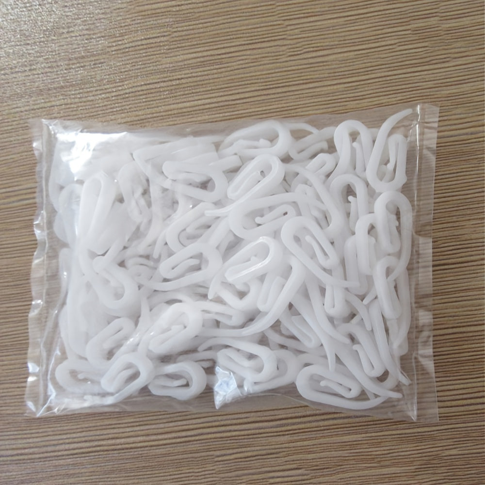 Набор из 100 современных белых пластиковых крючков для штор - включает 6 крючков в дизайне G и ростка фасоли для стильного домашнего декора