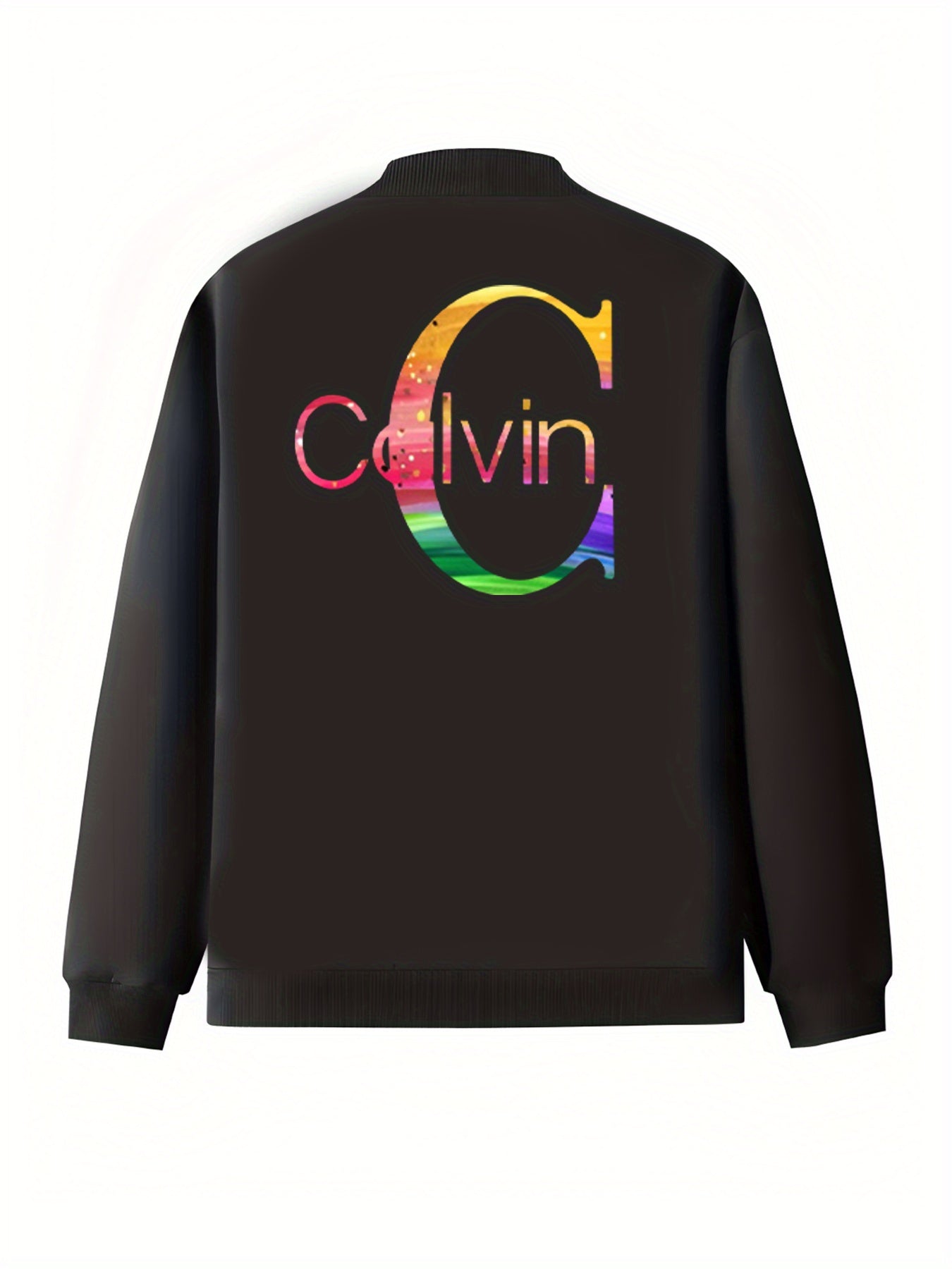 Plus Size Womens Printed Zip-Up Jacket Long Sleeve Casual Allseason