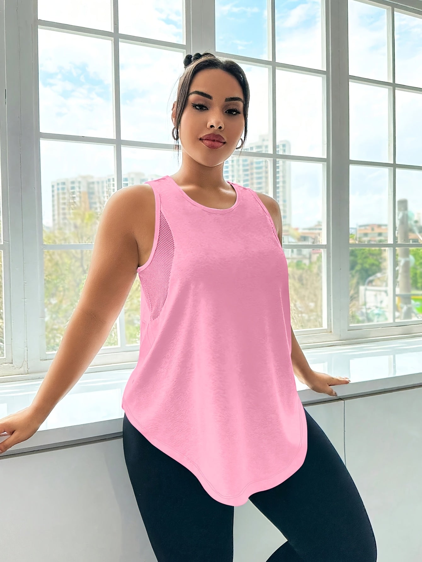 Women's Plus Size Breathable Mesh Sports Vest Sleeveless Activewear Top