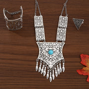Bohemian Vintage Jewelry Set with Tassel Retro Bracelet Earrings Necklace Ring