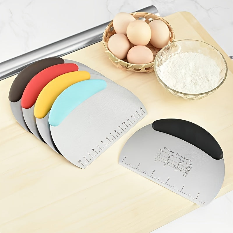 Stainless Steel Dough Cutter with Measuring Guide for Baking and Pastry