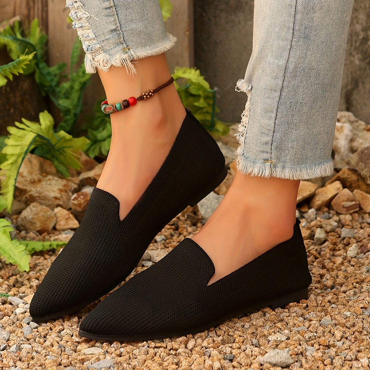 Women's Lightweight Pointed Toe Flats Slip-On Casual Shoes All-Season