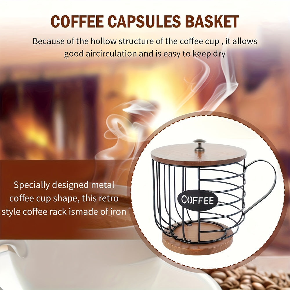 Katta Zamonaviy Qahva Savati, Yog'och Asosli: Qahva Podlari va Espresso Kapsulalari uchun Yuqori Sig'imni Saqlaydi, Oshxona, Bar va Restoranlar uchun Ideal - Mustahkam Temirdan Yasalgan