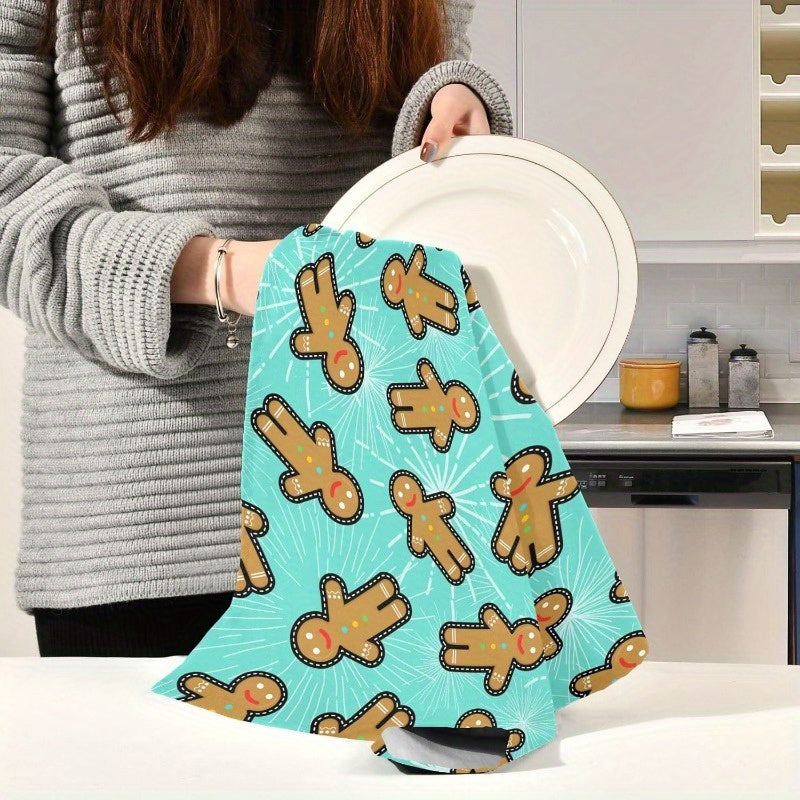 Set of Four Christmas Kitchen Towels 45.72x66.04cm Gingerbread Man Decor