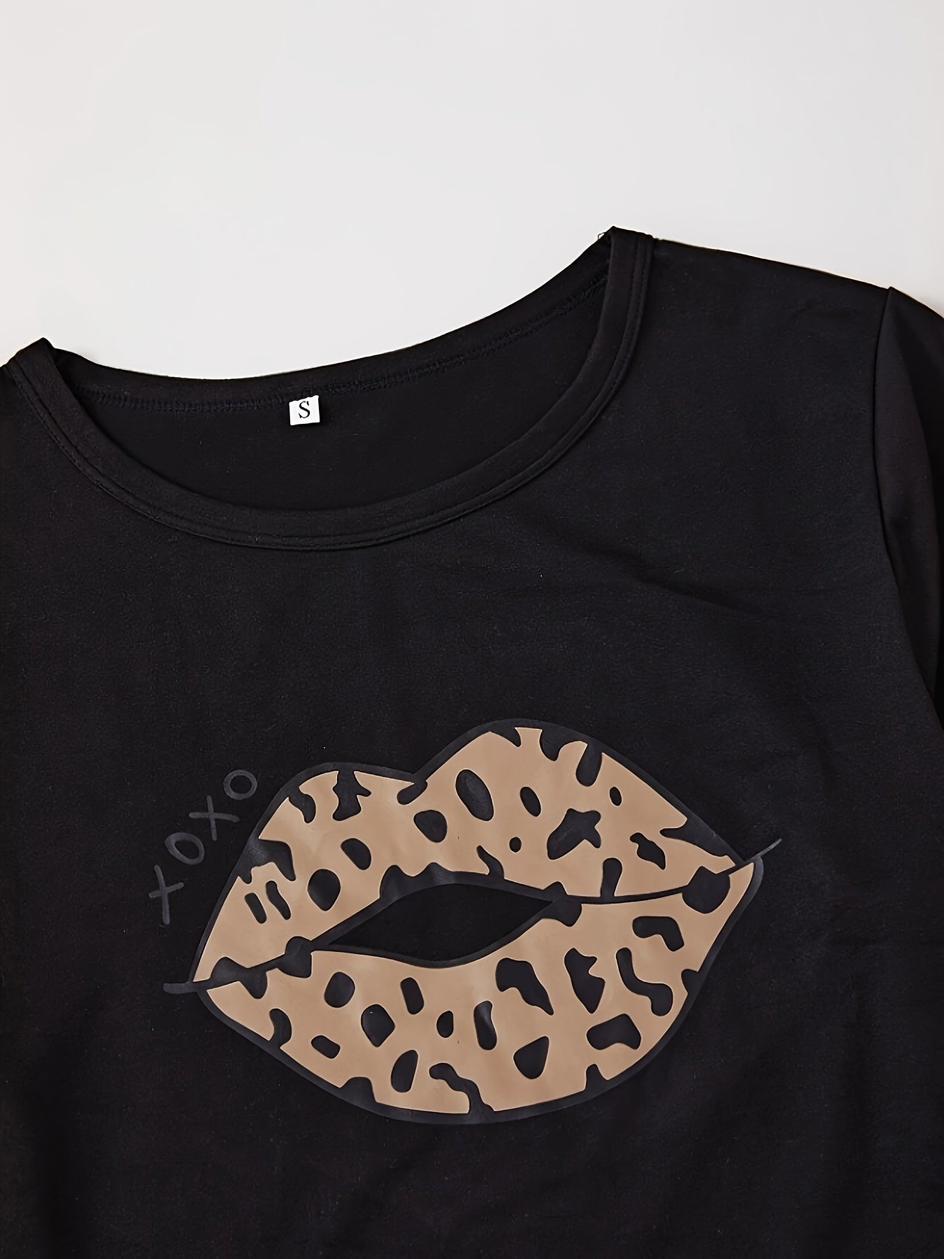 Пижама с принтом леопардовых губ для женщин, топ с коротким рукавом и шорты для сна и отдыха
