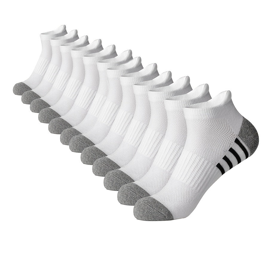 Men's Cotton Striped Sports Socks Breathable Soft Summer Fitness Pack of 12