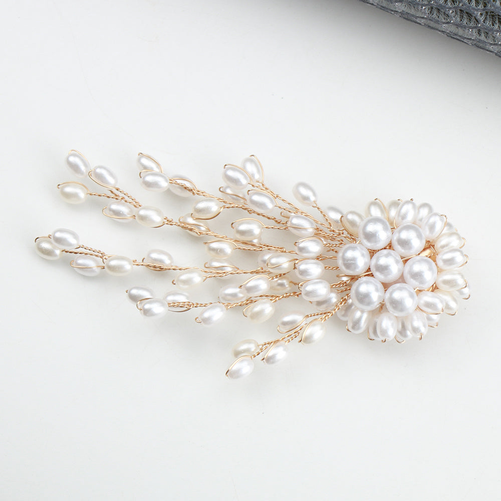 Faux Pearl Flower Brooch Pin Enamel Gothic Statement Jewelry