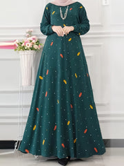 Women's Polka Dot A-Line Dress with Ruffle Hem for Spring and Fall