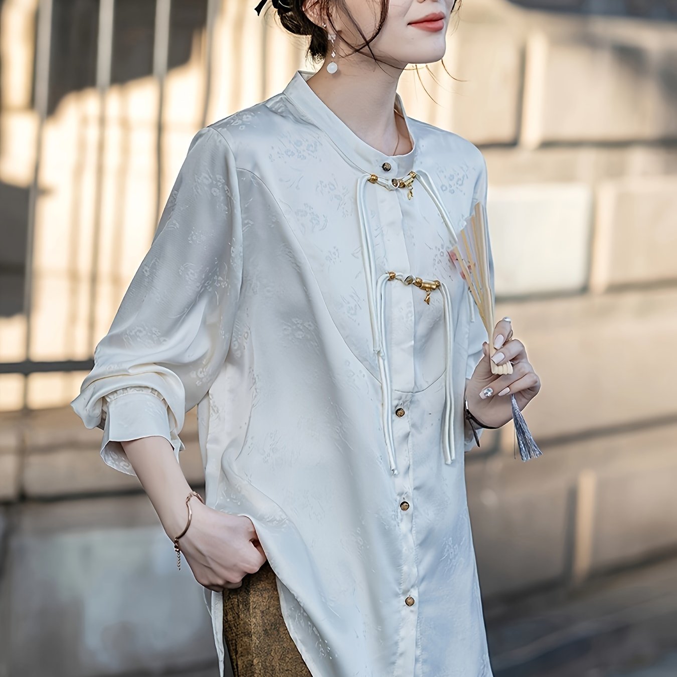 Women’s Vintage Button Shirt Autumn 2025 Modern Chinese Style, Casual Top