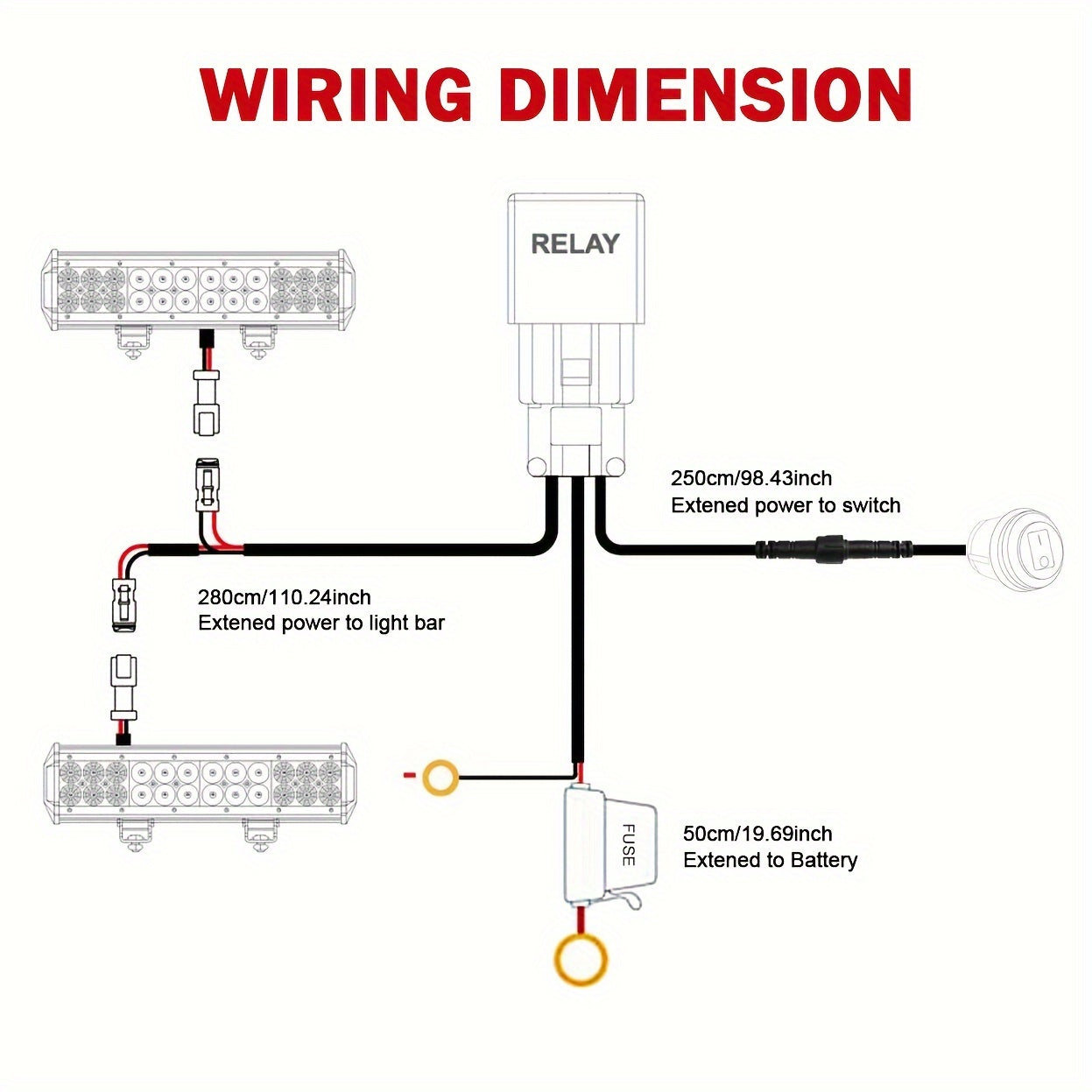 Wiring Harness Kit for LED Light Bars Off Road ATV UTV Truck 3M