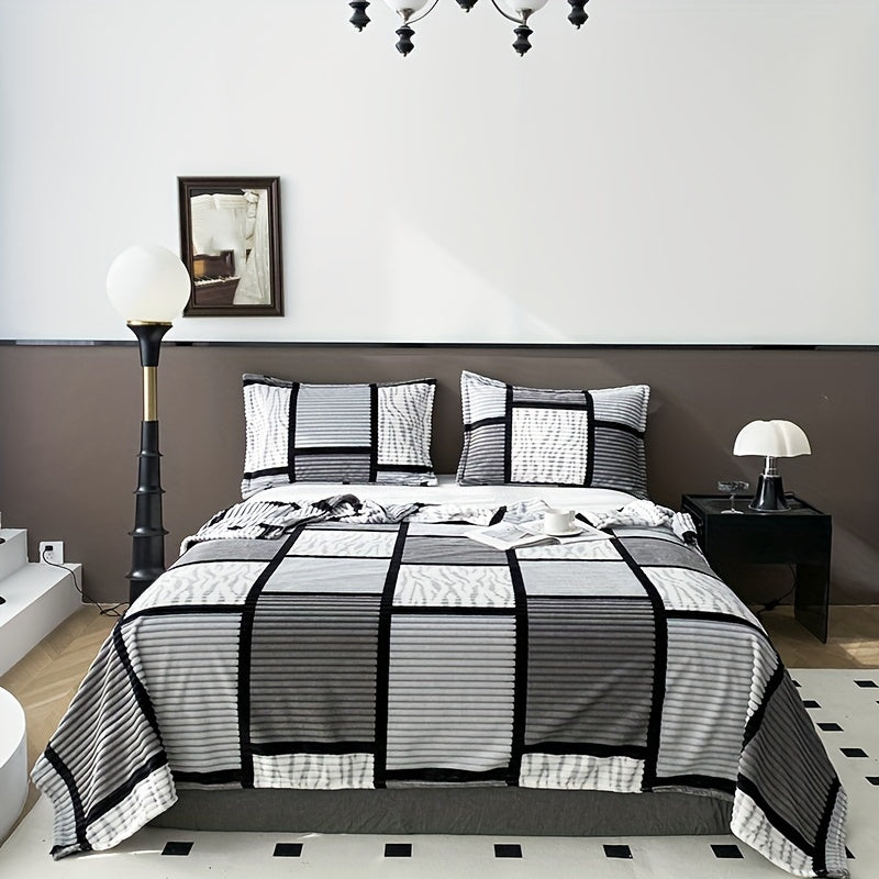 Manta de terciopelo impresa geométrica para cama, sofá, camping, aire acondicionado, todas las estaciones