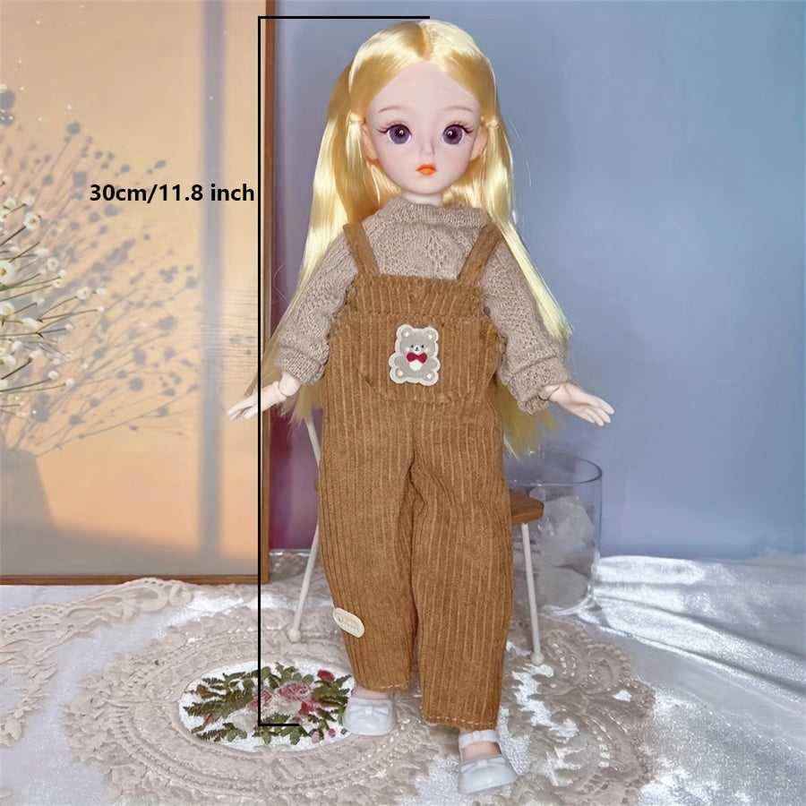 30cm/11.8 Inch BJD Doll with Colorful Eyes and Cute Makeup for DIY and Gifting