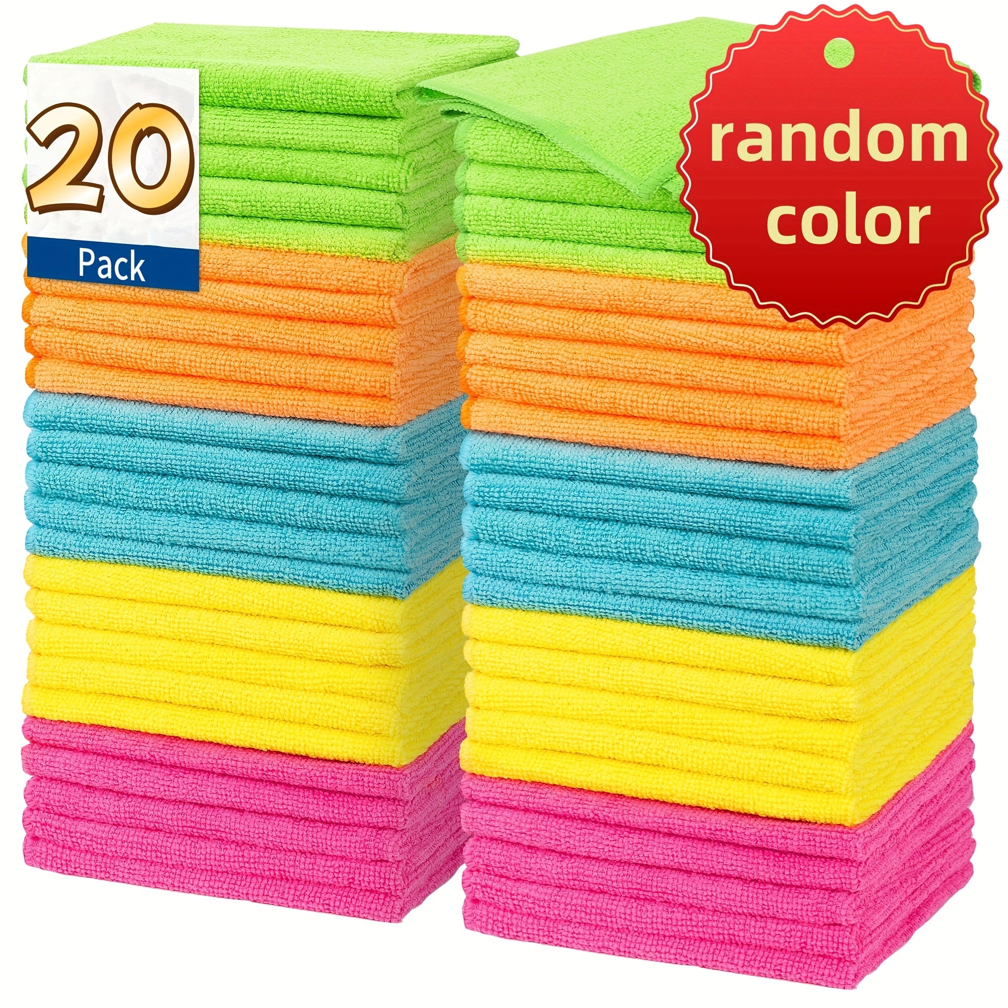 Microfiber Cleaning Cloths Set 40 Pieces Kitchen and Household Rags in Assorted Colors