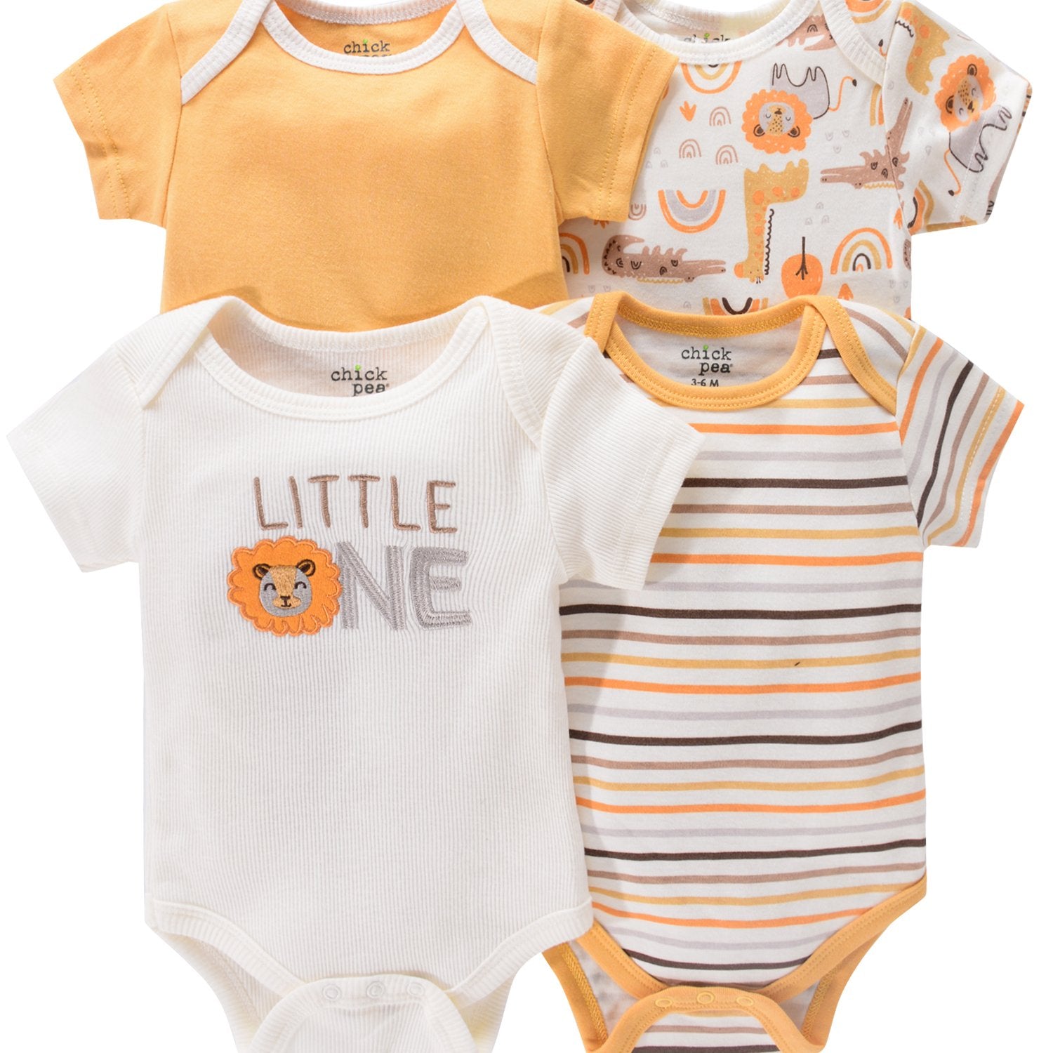 Newborn Baby Short Sleeve One-Piece Suits Set with Alphabet Print and Embroidery 4-Piece Cotton