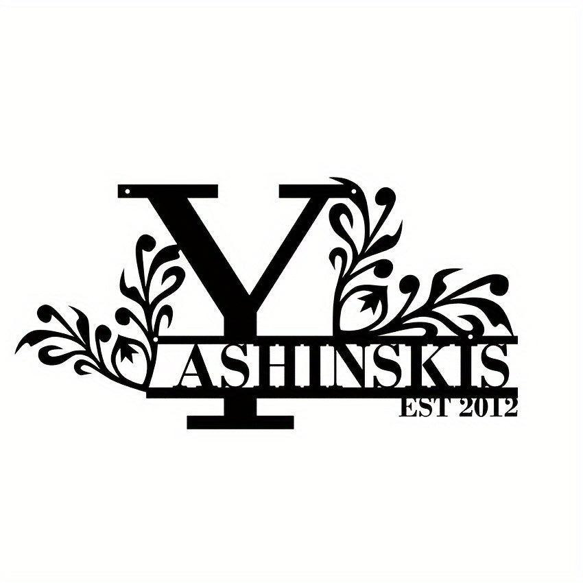 Personalized Metal Family Name Sign Custom Last Name and Date Outdoor Door Hanger