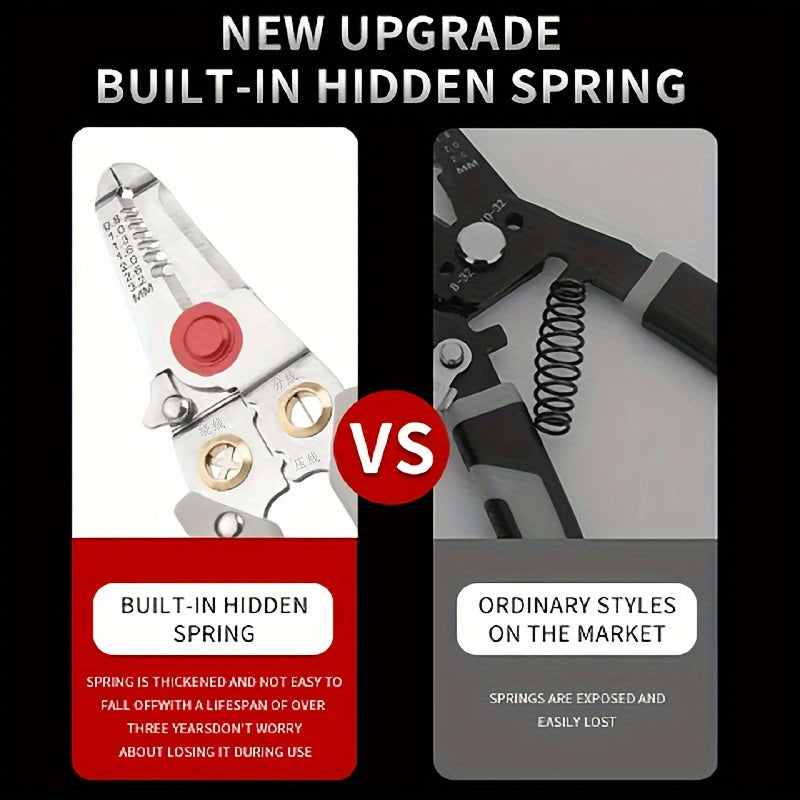 Alicates de acero inoxidable de uso pesado, pelacables, herramienta multifunción para electricistas