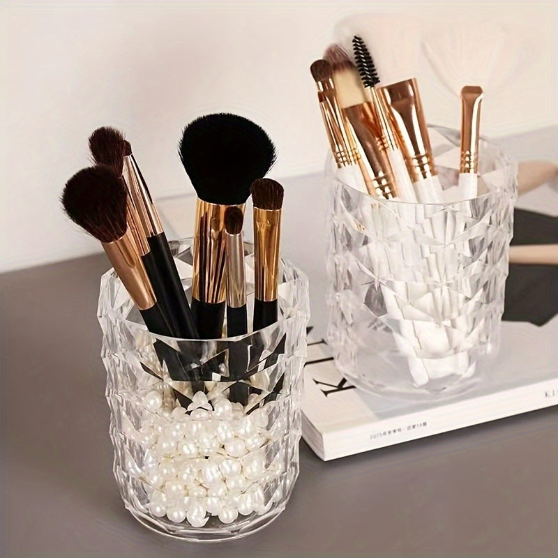 Diamond-Textured Makeup Brush Organizer for Lightweight Countertop Storage