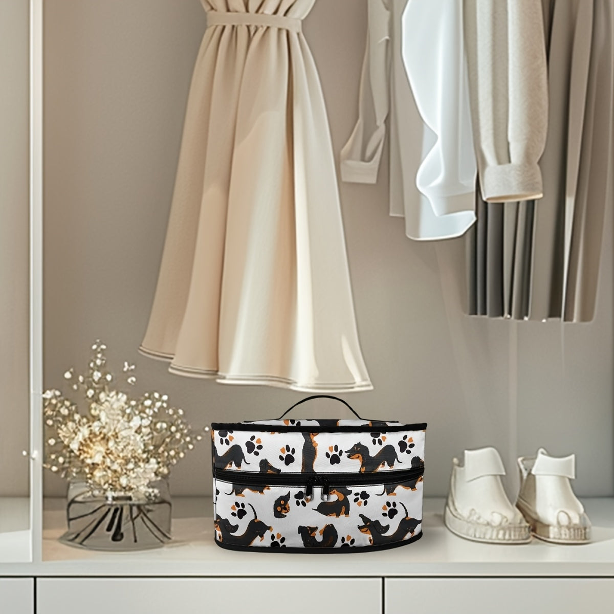 Portable Iron Storage Bag for Dachshund, Travel Case with Dual Zippers