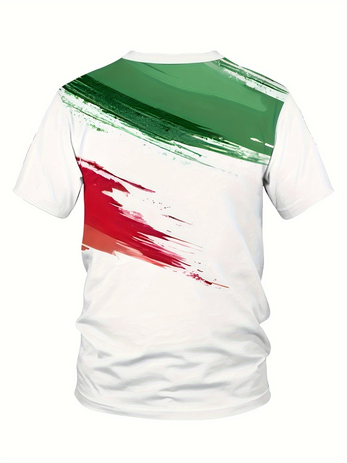 Men's Plus Size Casual T-Shirt Short Sleeve Italian Print Polyester Spandex