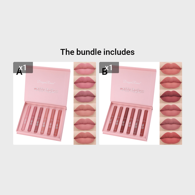 Set de 6 brillos labiales para mujer, color piel nude, de larga duración, a prueba de agua