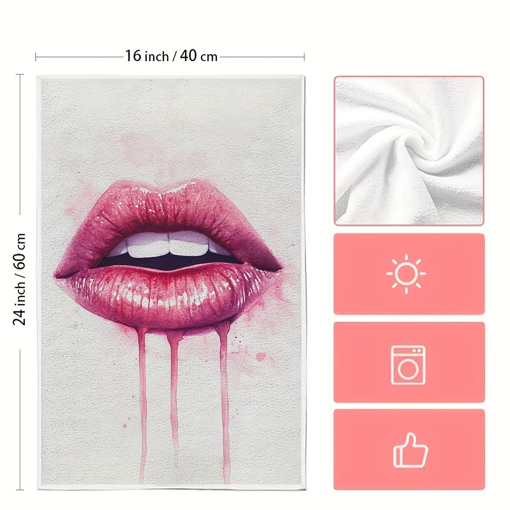 Valentine's Lips Kitchen Towels 2 Pack, Soft, Absorbent, 16x24 Inches