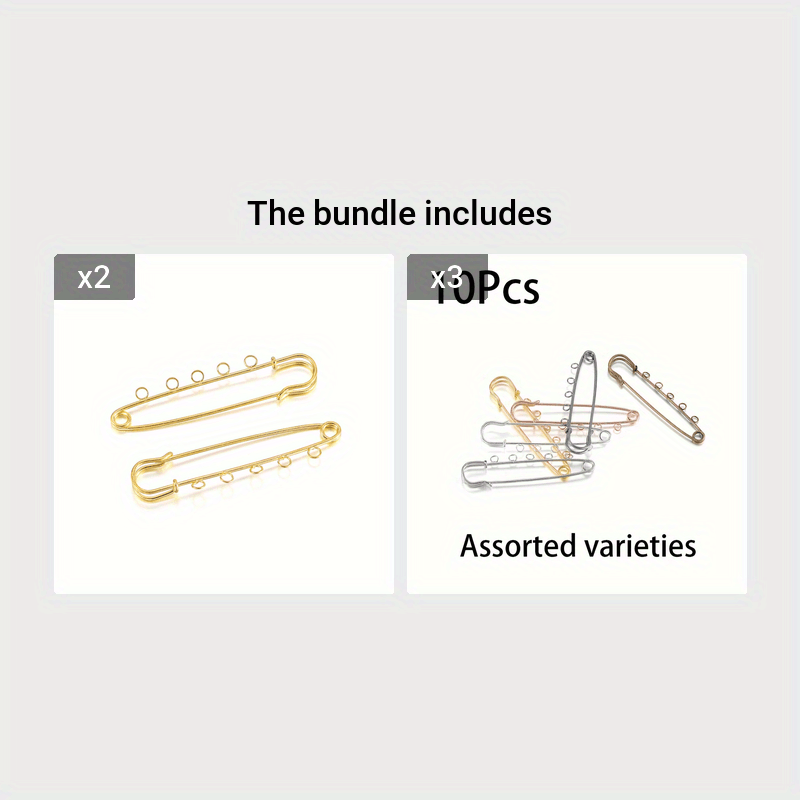 Iron Safety Brooch Kilt Pins Jewelry Findings Pack of 10 80x20mm