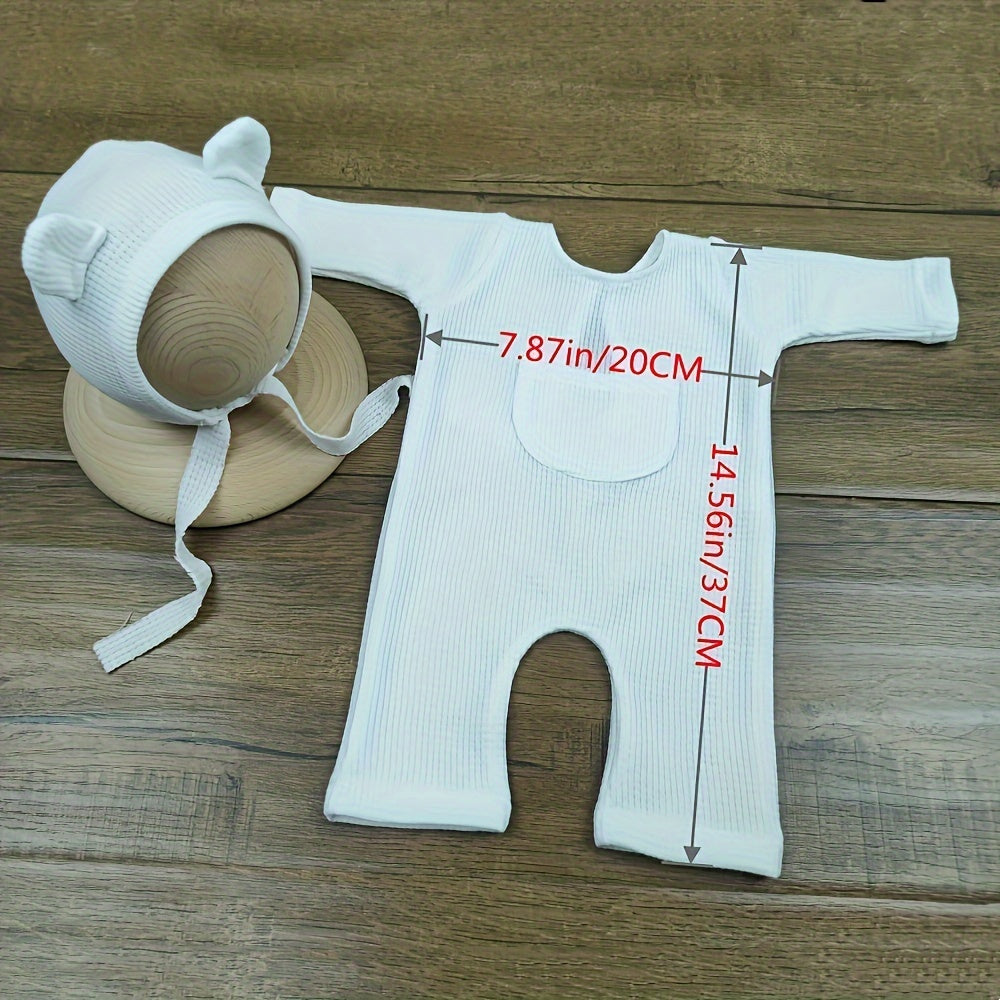 Newborn Baby Knitted Hat and Bodycon Onesie Photography Props