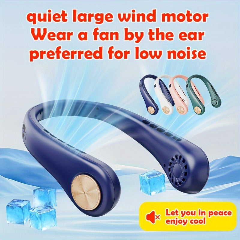 USB Neck Fan with Display Screen, 5-Level Cooling, Long Battery for Outdoor Sports and Travel