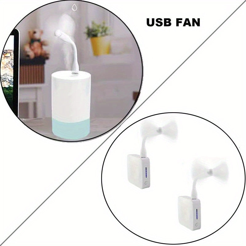 4pcs USB Fan and LED Light Combo Black White Adjustable Head Portable Desk Fan for Office Study Outdoor