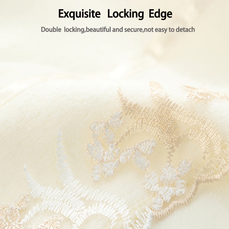 4-Piece Lace Towel Set with Floral Edges Ultra-Soft Polyester Blend Bath and Hand Towels