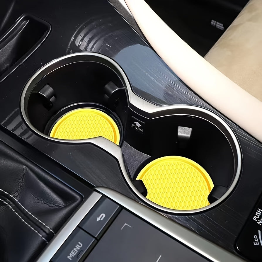 2pcs Car Water Cup Base Non-slip Mat Interior Decoration Black