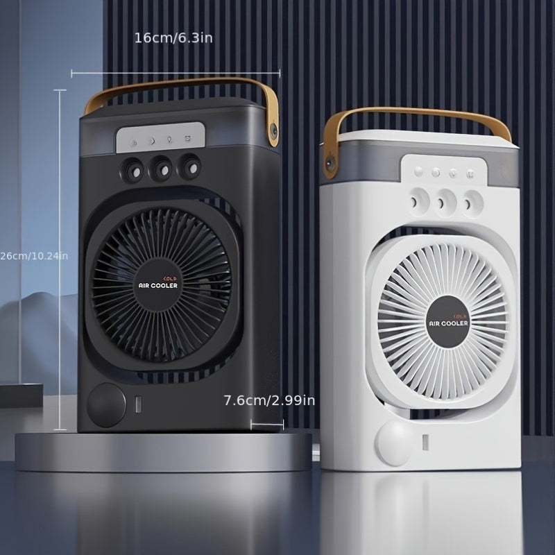 3-in-1 Shamol Sovutgichli Portativ Havo Sovutgich, Katta Tank, Rangli Kechki Chiroq - USB bilan Qayta To'ldiriladigan, Energiya Tejovchi Evaporativ Sovutgich Yotoqxona, Uy Ofisi va Kichik Xonalar uchun