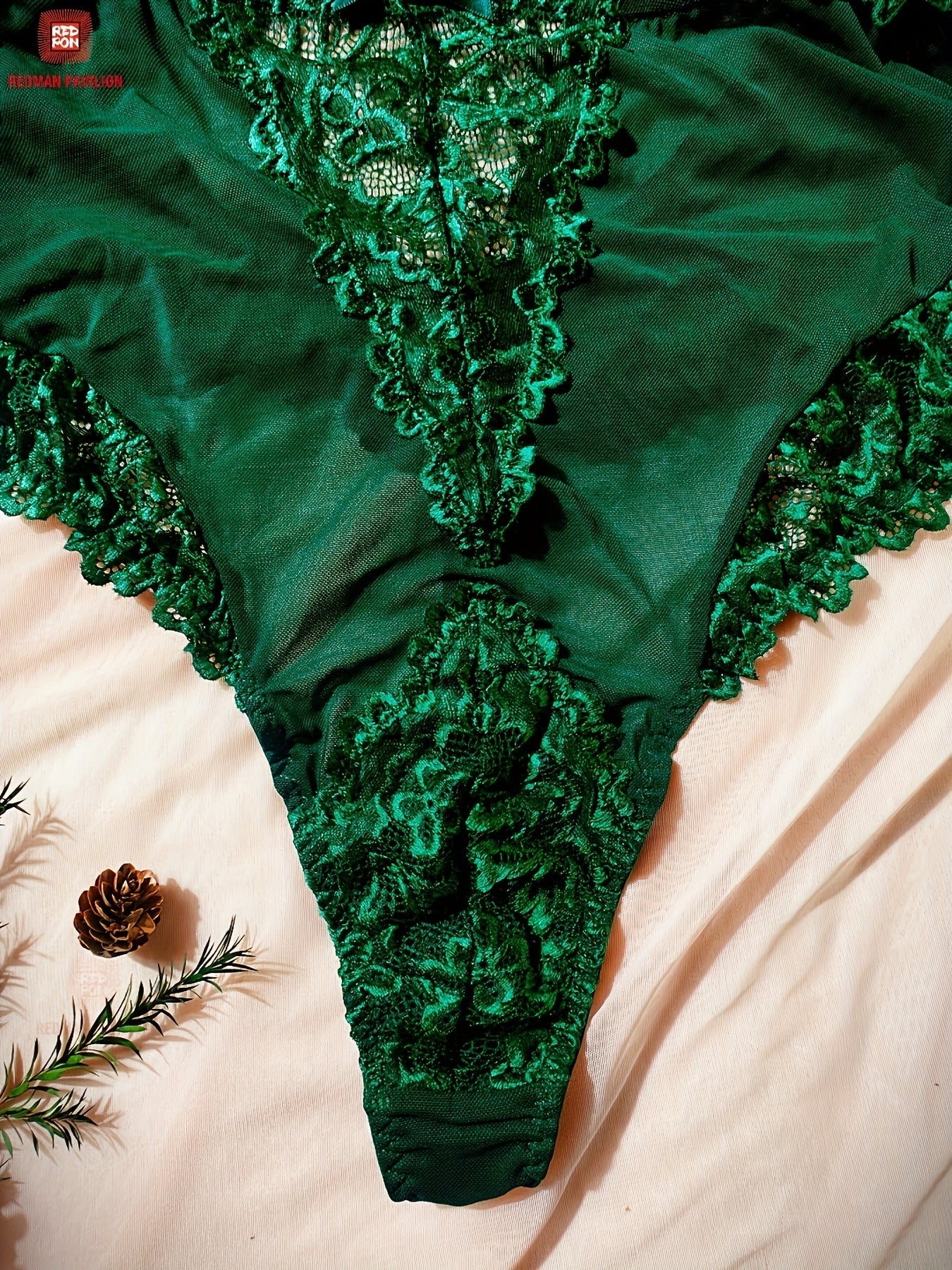 Женский кружевной боди с цветочным узором, с вырезом «сердце» и открытой спиной, зелёный, монокоррект