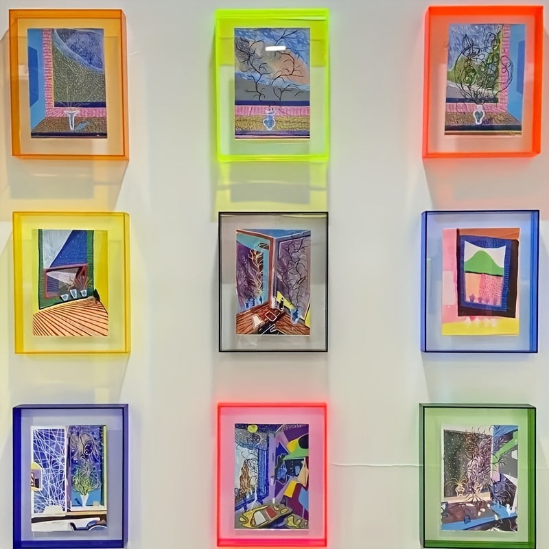 Набор из 2 акриловых рамок для фотографий с многоцветными краями для настенного и настольного размещения