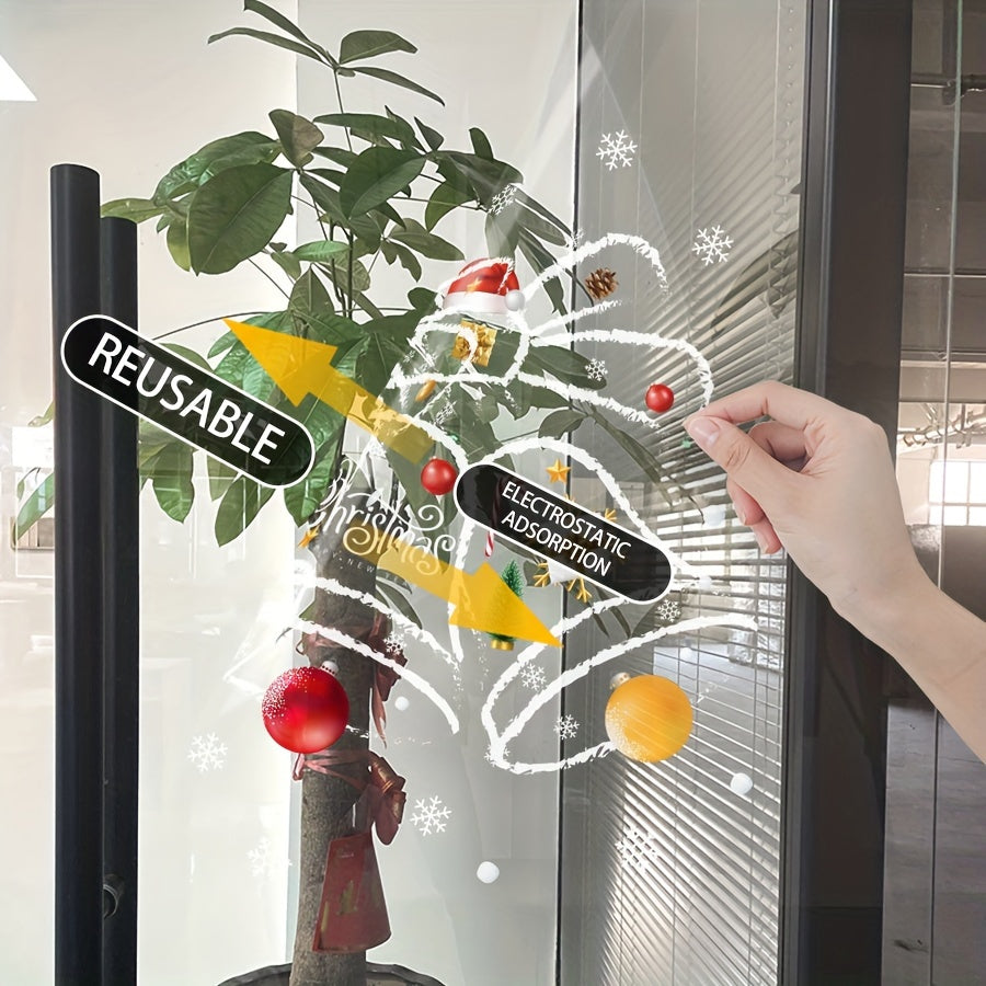 Christmas Bells Window Cling Decal Static Sticker Holiday Decor for Home or Shopfront