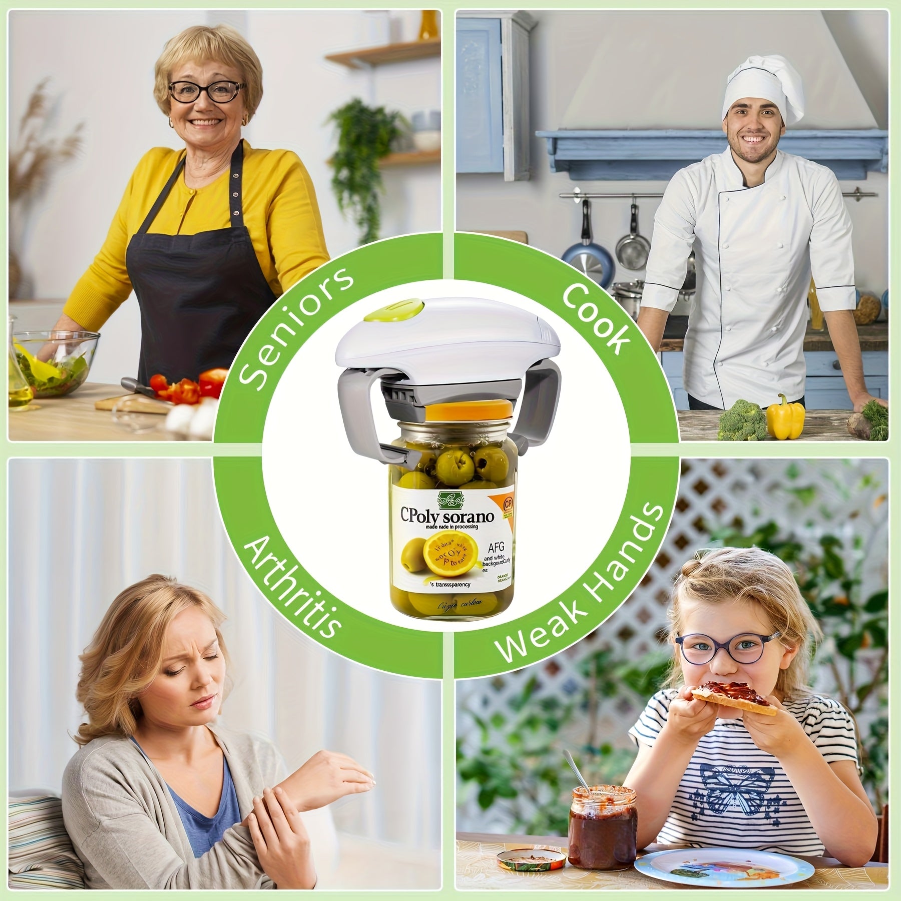 Electric Can Opener Battery-Powered with Dual Handles Compact Kitchen Tool