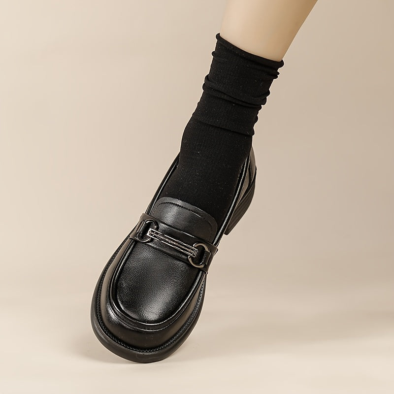 Women's Breathable Slip-On Loafers Black Synthetic Stylish Work Shoes