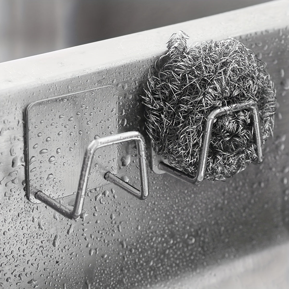 Stainless Steel Sponge and Scrubber Holder with Draining Hooks for Kitchen Bathroom