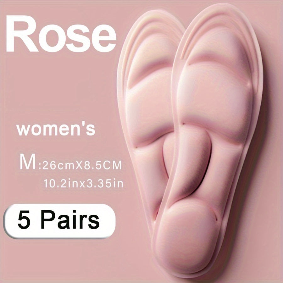 Unisex 5D Memory Foam Shoe Insoles, Breathable, Wear-Resistant, Adjustable