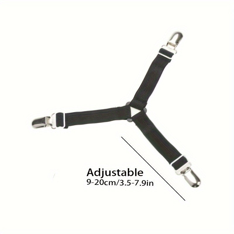 Set of 4 Adjustable Elastic Bed Sheet Straps with Metal Clips for Mattress Sofa Cushions