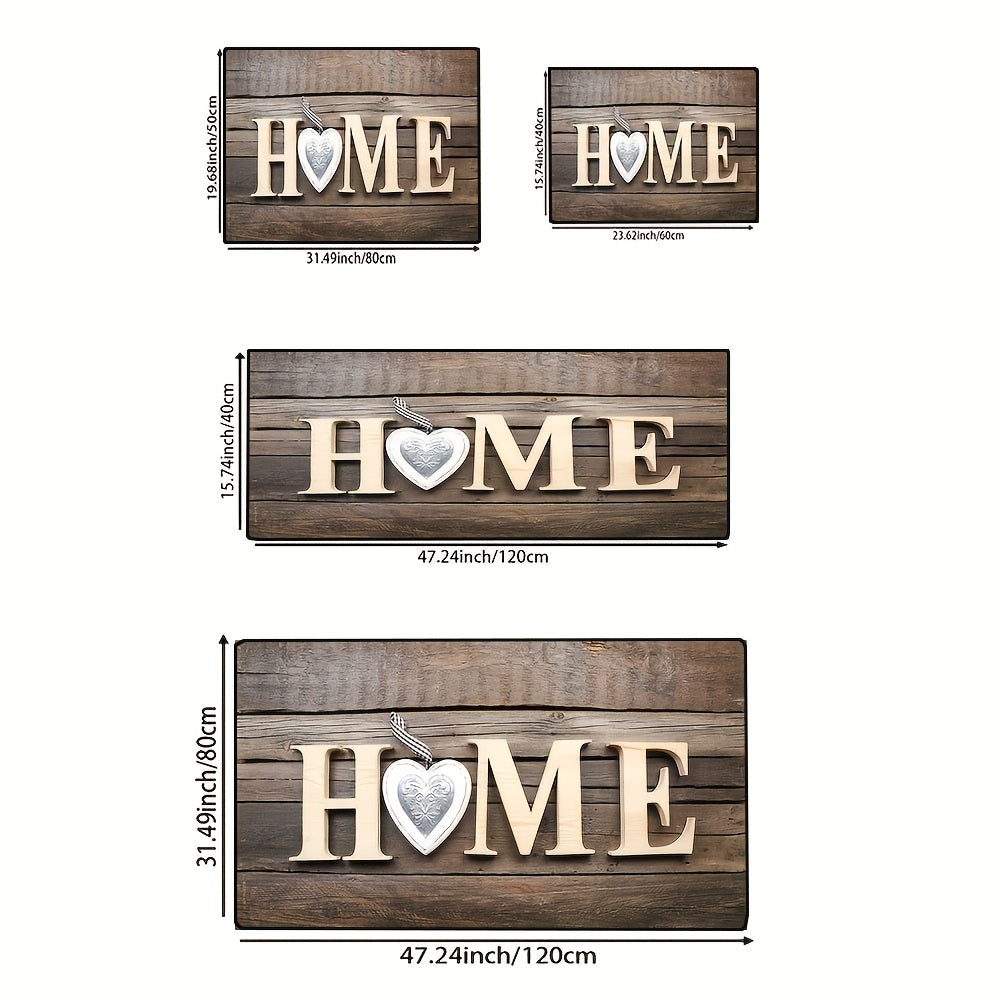 Rustic Wood Grain Doormat with Heart Accent, Stain-Resistant, Indoor Outdoor Use