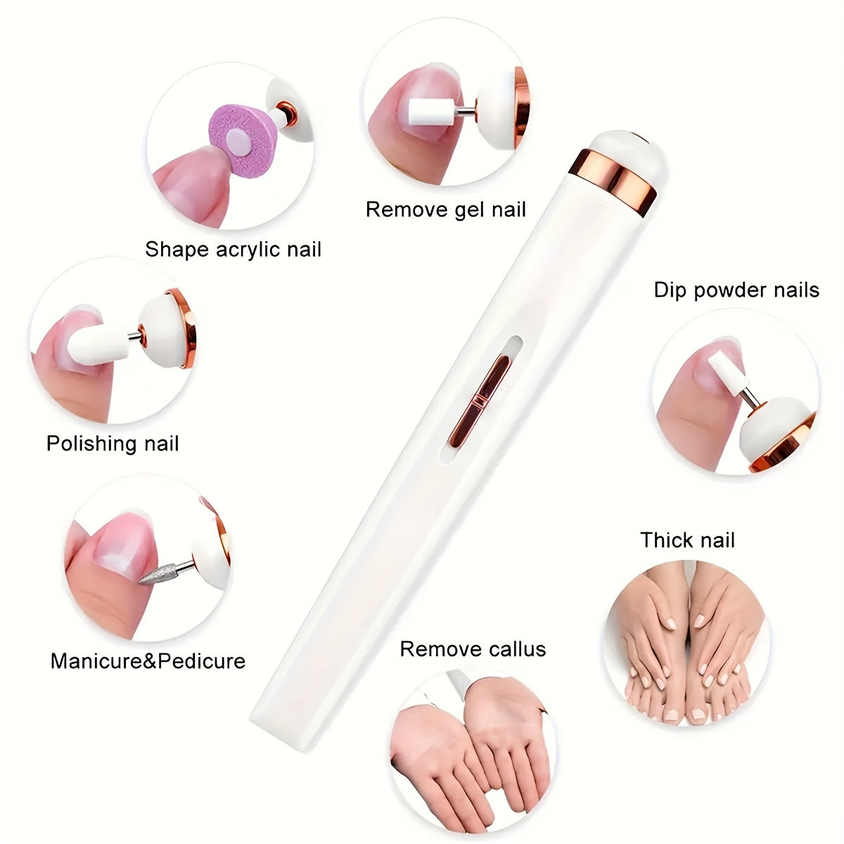 Rechargeable Electric Nail Drill Kit with 5 Drill Bits for Gel Nails and Home Use