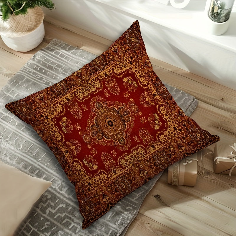 Bohemian Throw Pillow Cover Double-Sided Decorative Cushion Case 44.96x44.96 cm Polyester Zipper Closure