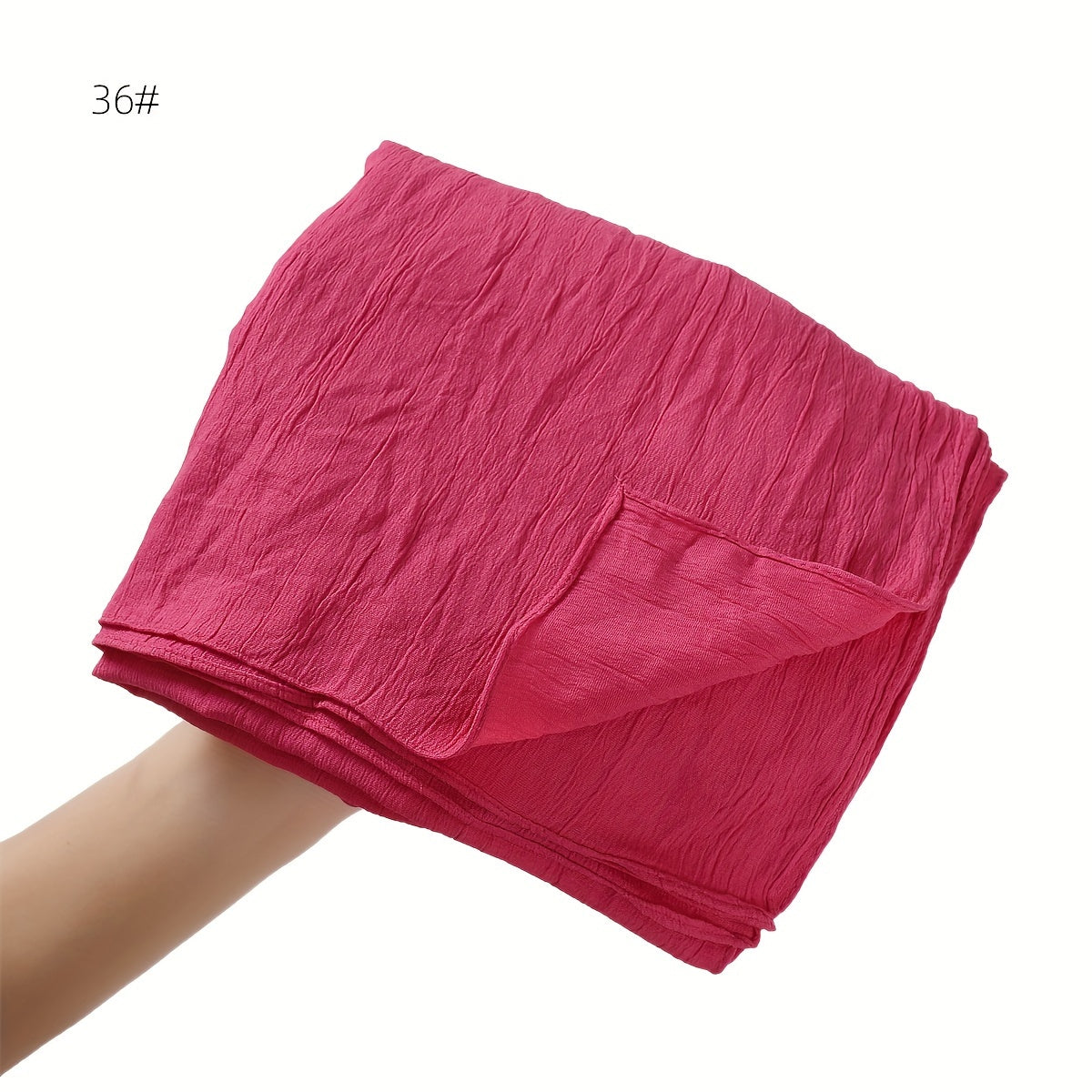 Breathable Muslim Women Hijab Solid Color Casual Crinkled Texture Sun and Wind Protection
