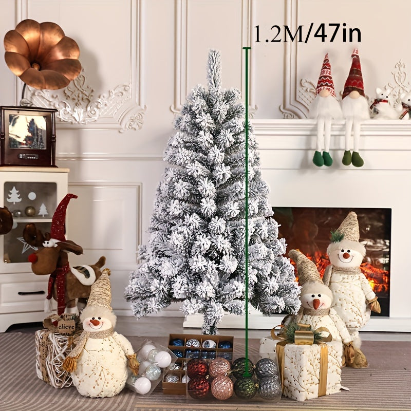 Flocked Artificial Cedar Christmas Tree White Reusable Easy Assembly Decorative for Home Office Party
